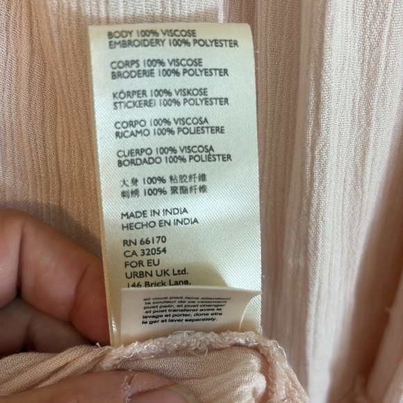 Free People Ecru Pink Pretty Cozy Viscose Tiered Sleeveless Boho Maxi Dress XL - Picture 12 of 17